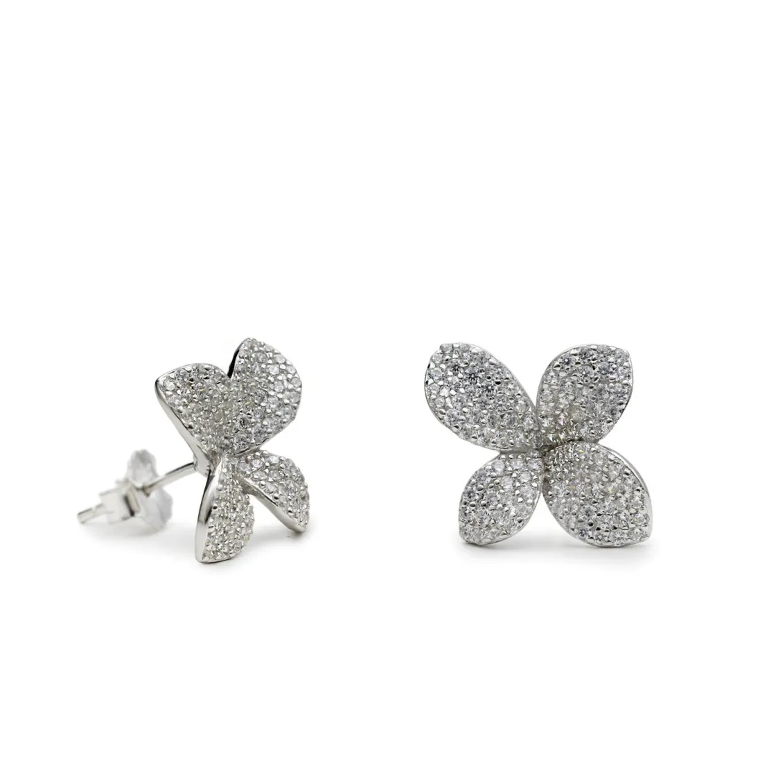 Pendientes Pequeños | LINEARGENT Pendientes pequeños con circonitas en forma flor