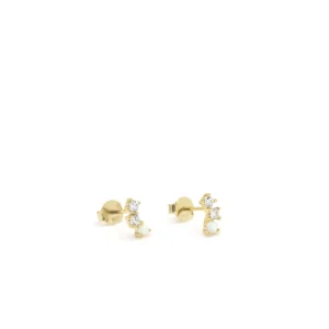 Segundo Pendiente | LINEARGENT Pendientes pequeños con engaste de dos circonitas y ópalo