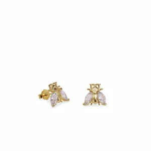 Pendientes Pequeños | LINEARGENT Pendientes pequeños de plata baño oro diseño mosca
