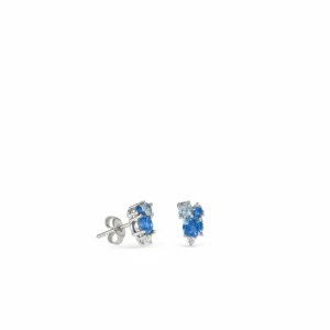 Pendientes Pequeños | LINEARGENT Pendientes pequeños de plata cuarzo adamantino azul