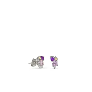 Pendientes Pequeños | LINEARGENT Pendientes pequeños de plata cuarzo adamantino rosa