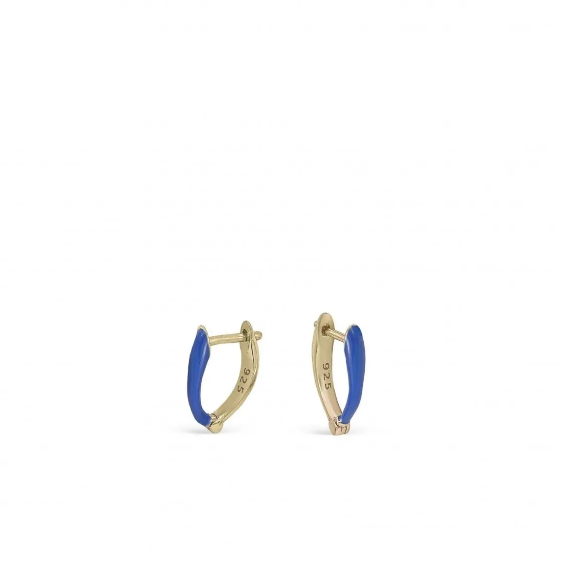 Pendientes Originales | LINEARGENT Pendientes pequeños de plata diseño esmalte azul