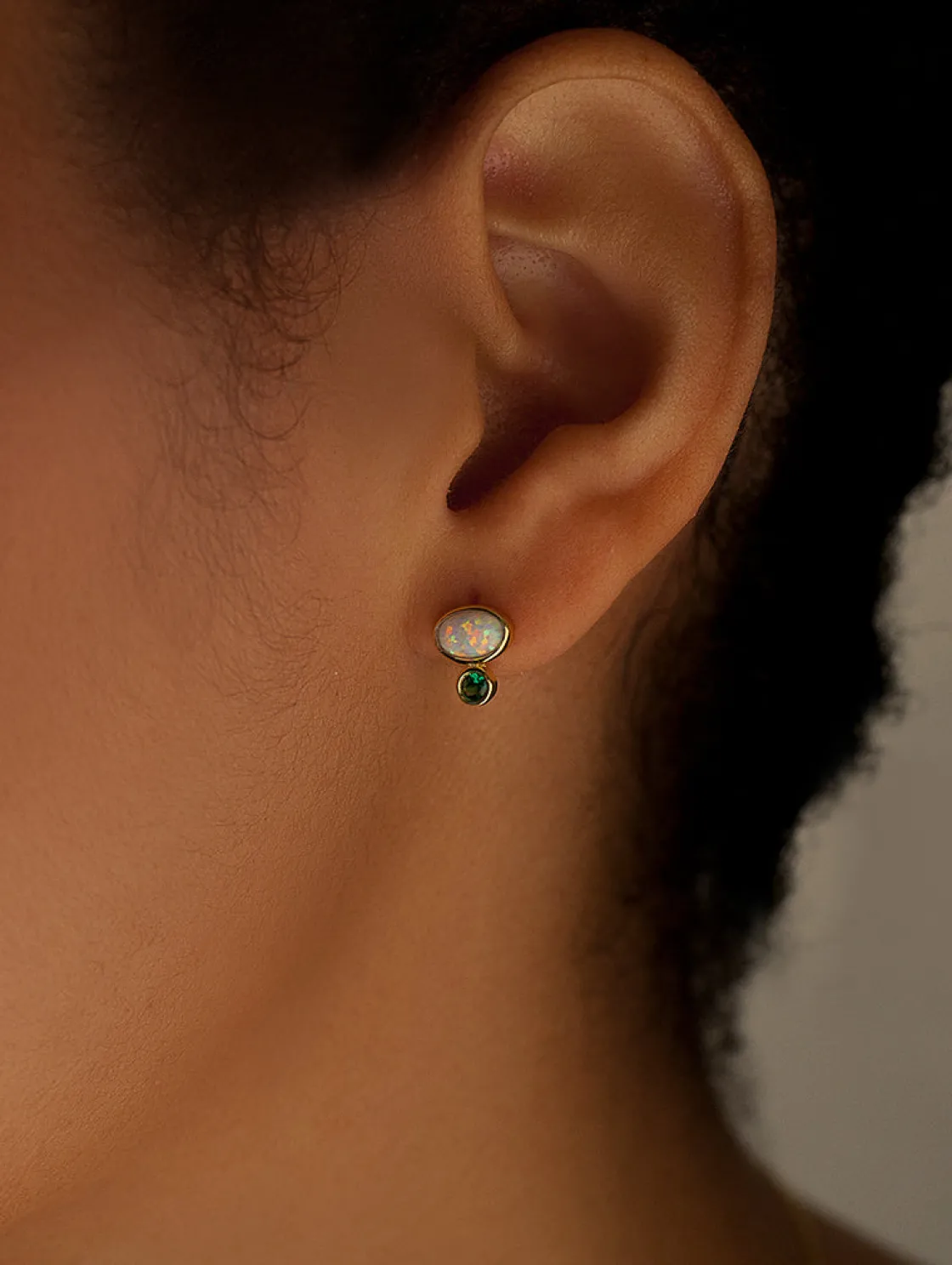 Pendientes De Piedras De Colores | Pendientes Pequeños | LINEARGENT Pendientes pequeños de plata diseño ópalo y aventurina