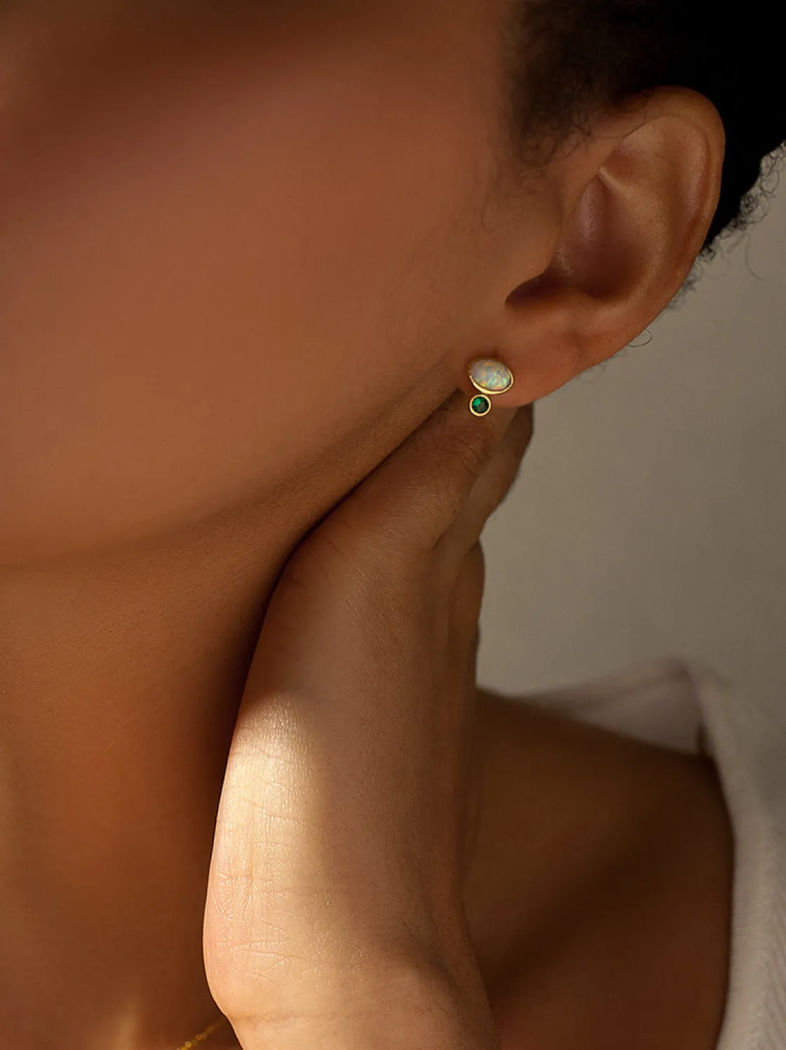 Pendientes De Piedras De Colores | Pendientes Pequeños | LINEARGENT Pendientes pequeños de plata diseño ópalo y aventurina