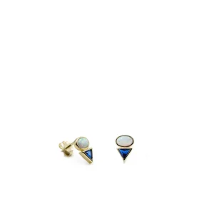 Pendientes De Piedras De Colores | Pendientes Pequeños | LINEARGENT Pendientes pequeños de plata diseño ópalo y zafiro