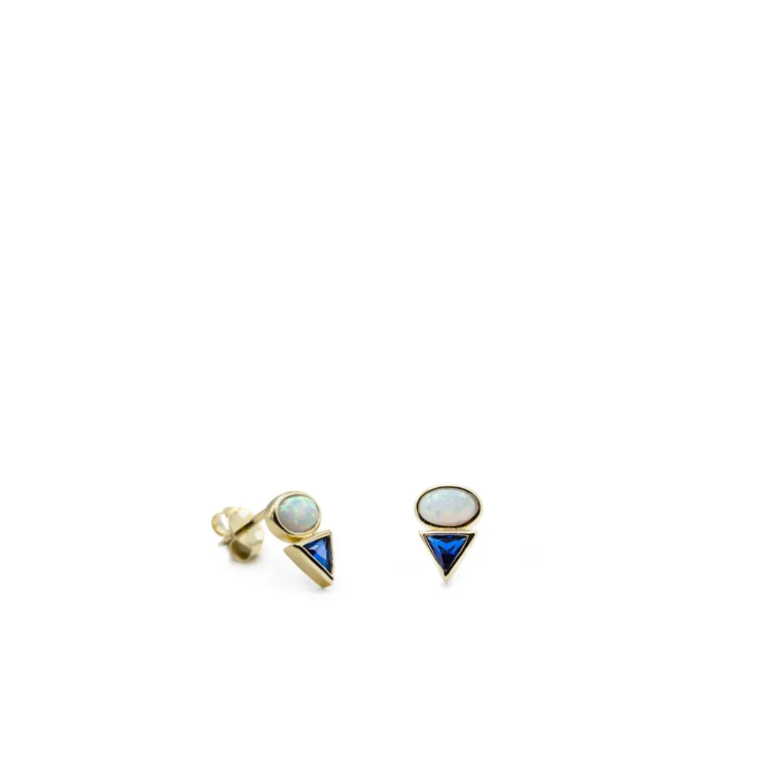 Pendientes De Piedras De Colores | Pendientes Pequeños | LINEARGENT Pendientes pequeños de plata diseño ópalo y zafiro