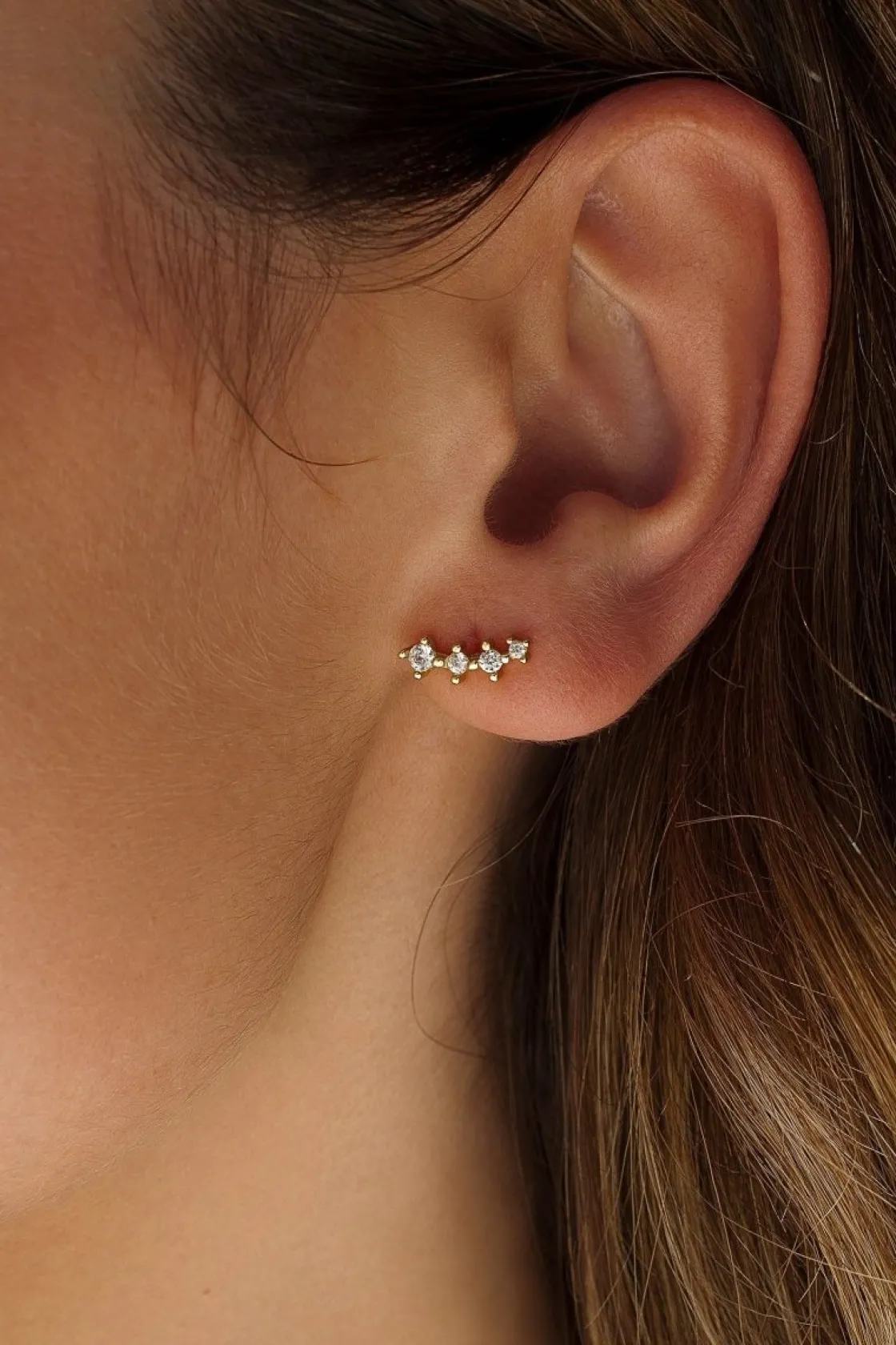 Pendientes Pequeños | LINEARGENT Pendientes pequeños diseño arco de circonitas talla redonda