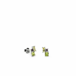 Pendientes De Piedra Natural | Pendientes De Piedras De Colores | LINEARGENT Pendientes pequeños diseño de cuarzos adamantinos talla redonda
