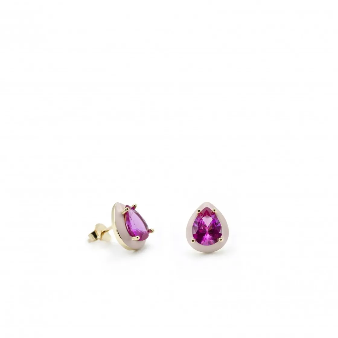 Pendientes De Piedras De Colores | Pendientes Pequeños | LINEARGENT Pendientes pequeños diseño de gota combinados con esmalte rosa
