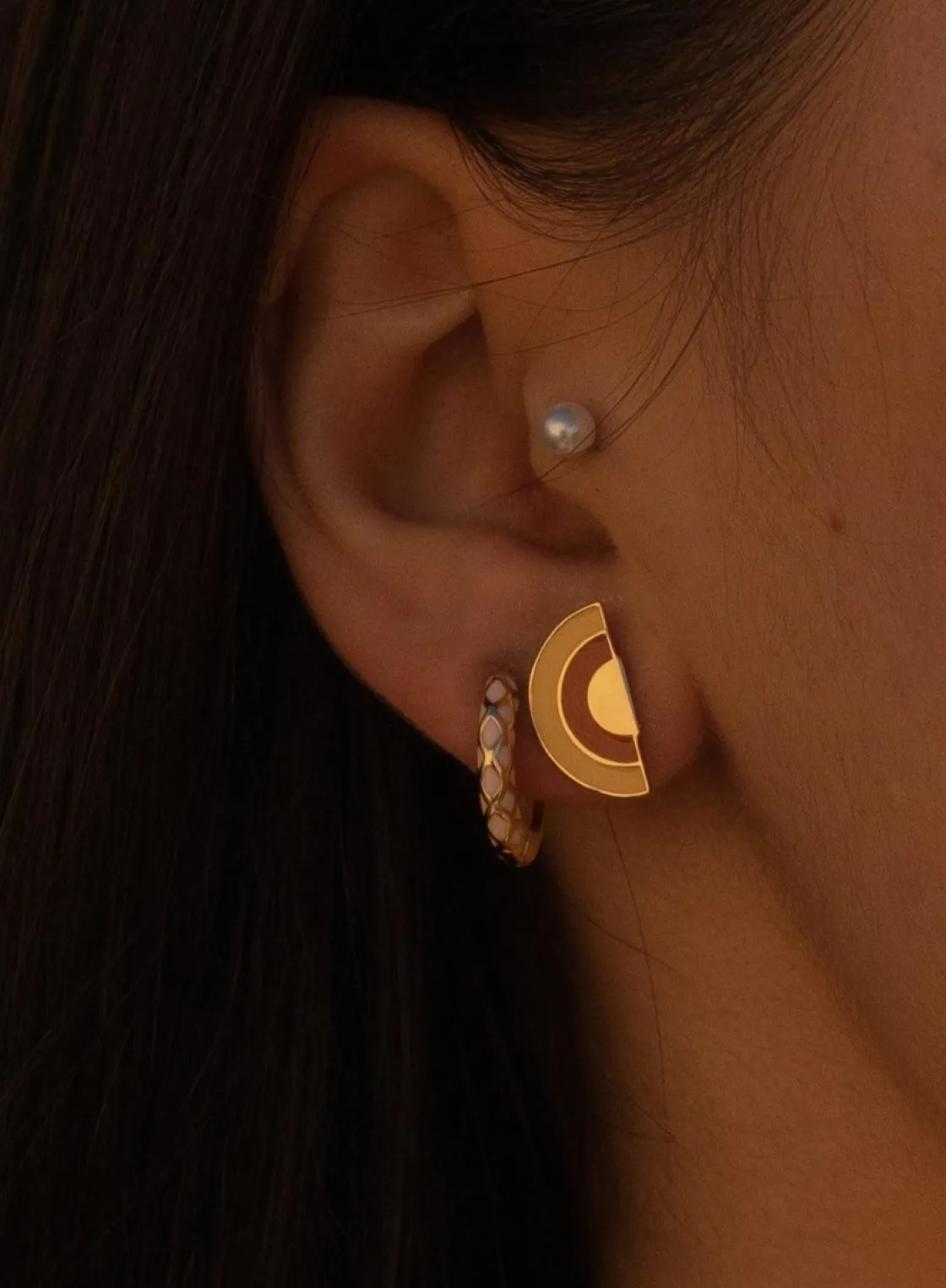 Pendientes Pequeños | LINEARGENT Pendientes pequeños diseño original con esmalte en tres colores
