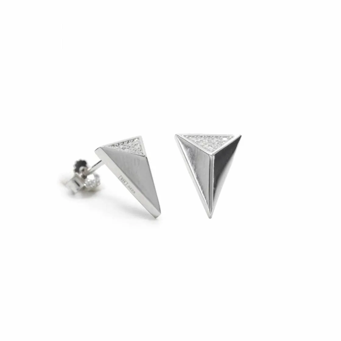 Pendientes Pequeños | LINEARGENT Pendientes pequeños diseño triangular cóncavo con circonitas