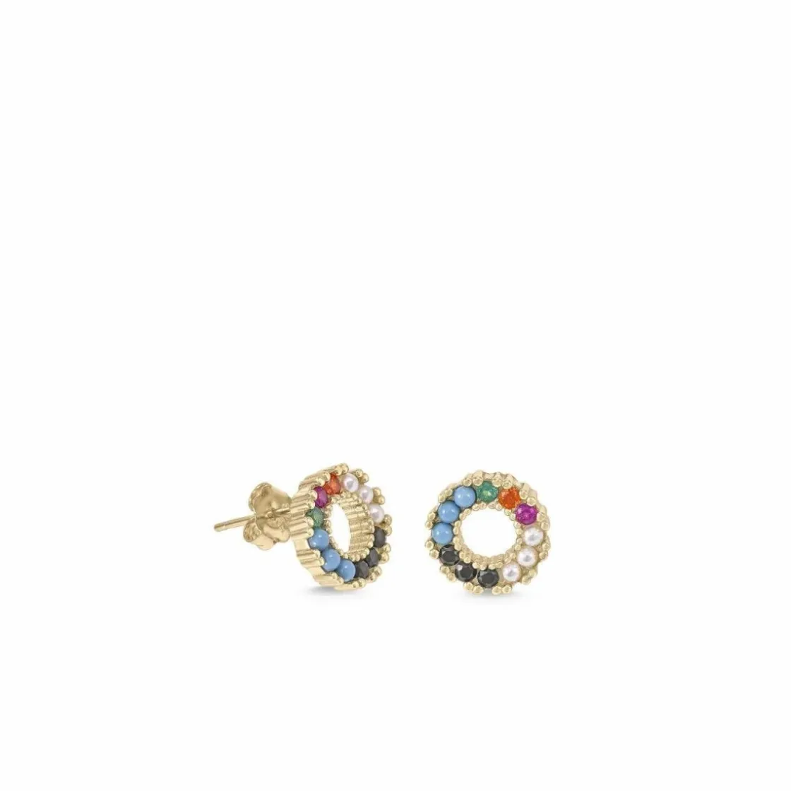 Pendientes Pequeños | LINEARGENT Pendientes pequeños dorados con piedras de colores