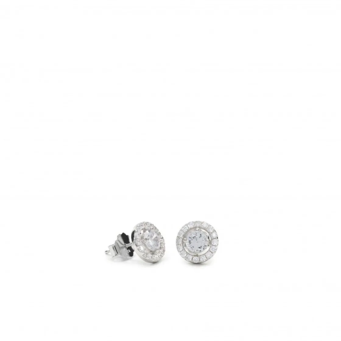 Pendientes Pequeños | LINEARGENT Pendientes pequeños plata brillantes motivo circular con circonitas