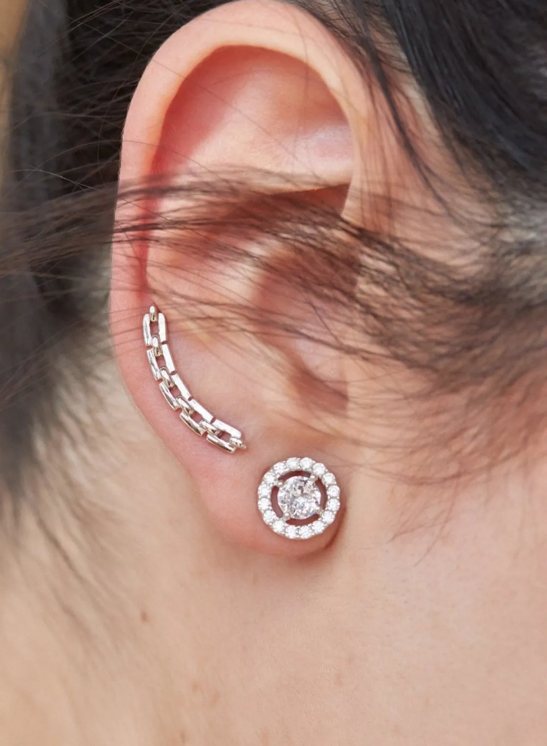 Pendientes Pequeños | LINEARGENT Pendientes pequeños plata brillantes motivo circular con circonitas