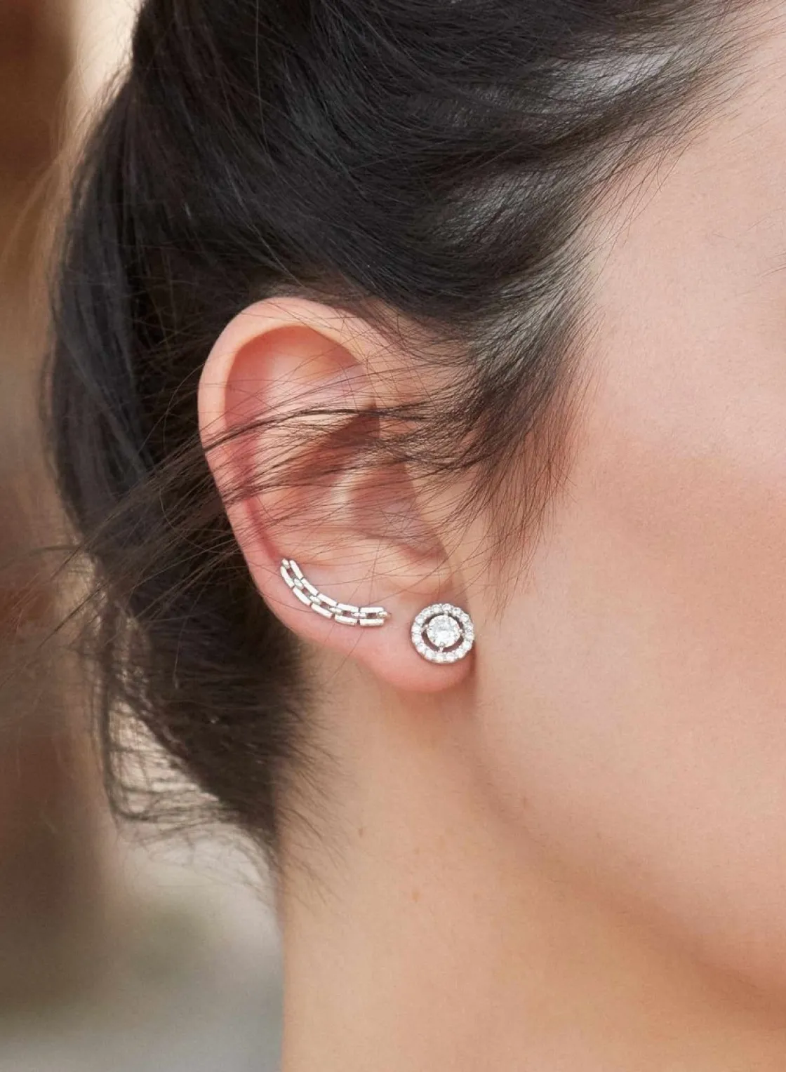 Pendientes Pequeños | LINEARGENT Pendientes pequeños plata brillantes motivo circular con circonitas