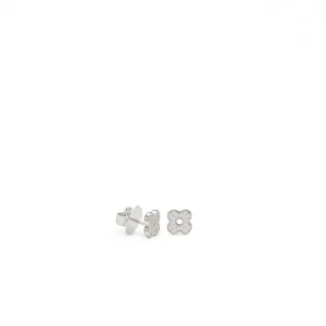 Pendientes Pequeños | LINEARGENT Pendientes pequeños plata brillantes silueta flor