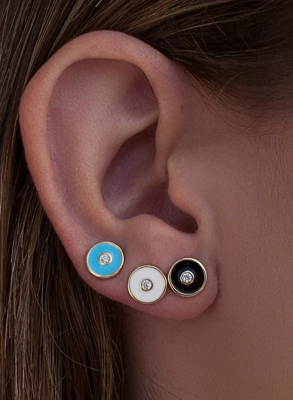 Pendientes Pequeños | LINEARGENT Pendientes pequeños plata circular esmalte azul