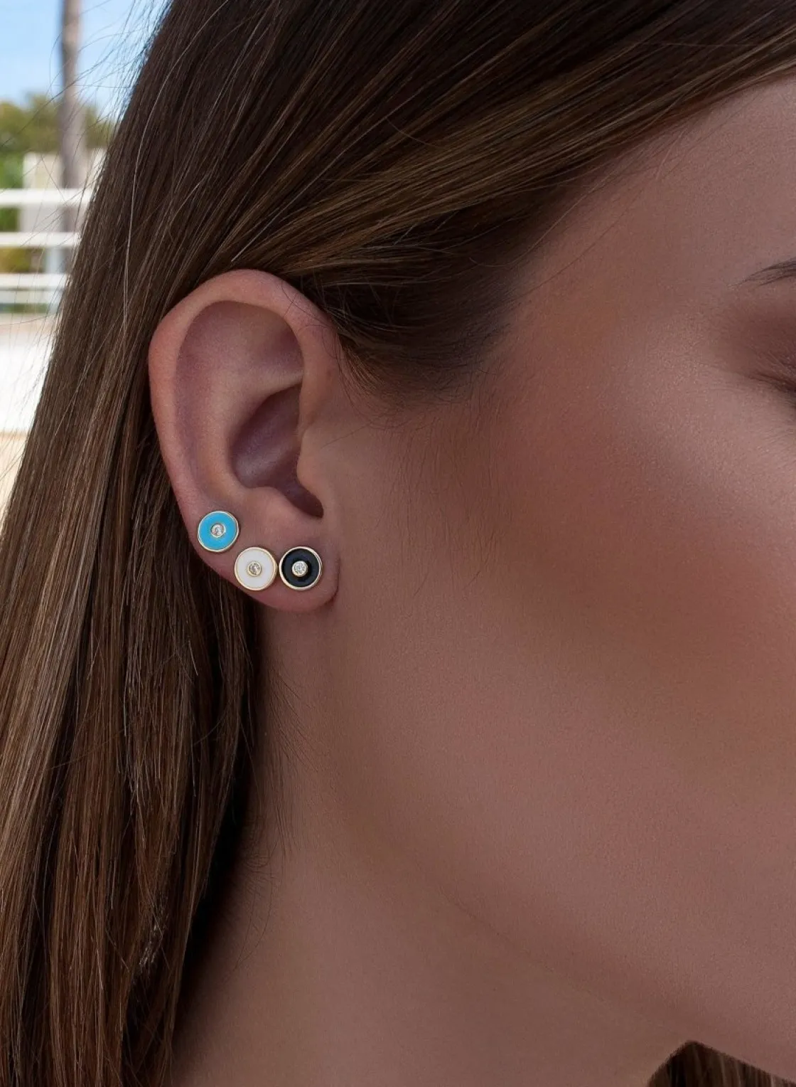 Pendientes Pequeños | LINEARGENT Pendientes pequeños plata circular esmalte azul