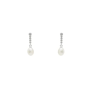 Pendientes Perlas | LINEARGENT Pendientes perla colgante diseño circonitas con movimiento