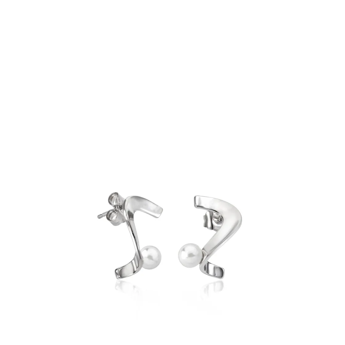 Pendientes Perlas | LINEARGENT Pendientes perla diseño serpentina con una perla