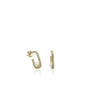 Pendientes Perlas | LINEARGENT Pendientes perlas de plata bañada en oro diseño espiga