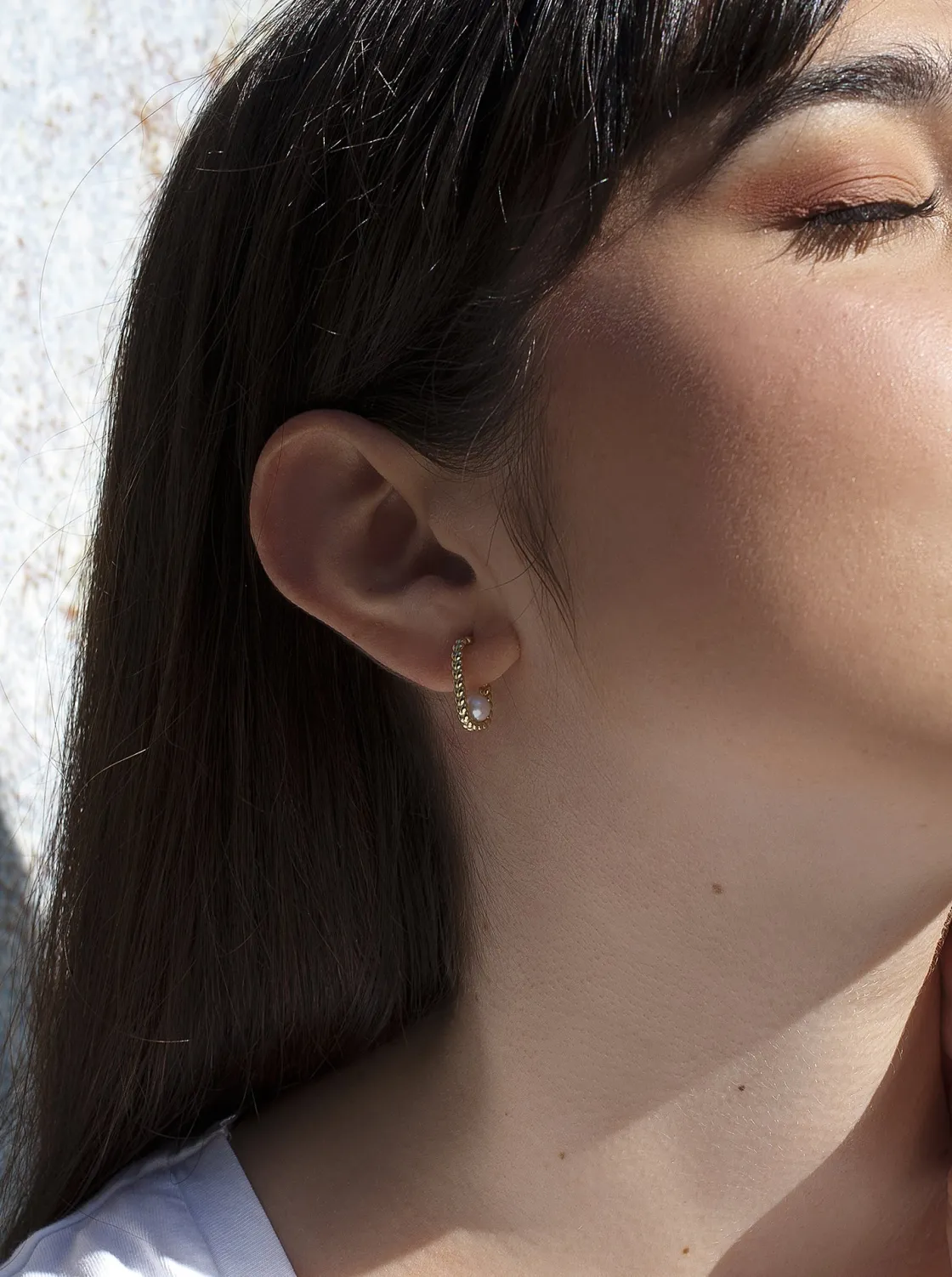Pendientes Perlas | LINEARGENT Pendientes perlas de plata bañada en oro diseño espiga