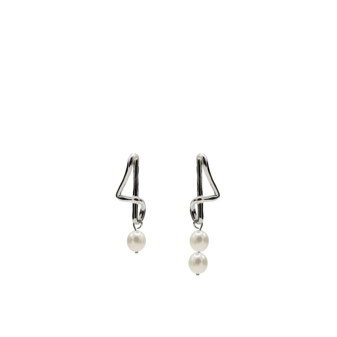Pendientes Perlas | LINEARGENT Pendientes perlas de plata con diseño geomérico