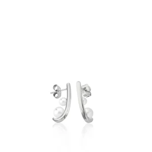 Pendientes Perlas | LINEARGENT Pendientes perlas de plata diseño gancho con doble perla