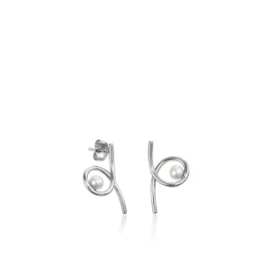 Pendientes Perlas | LINEARGENT Pendientes perlas de plata diseño tirabuzón con perla