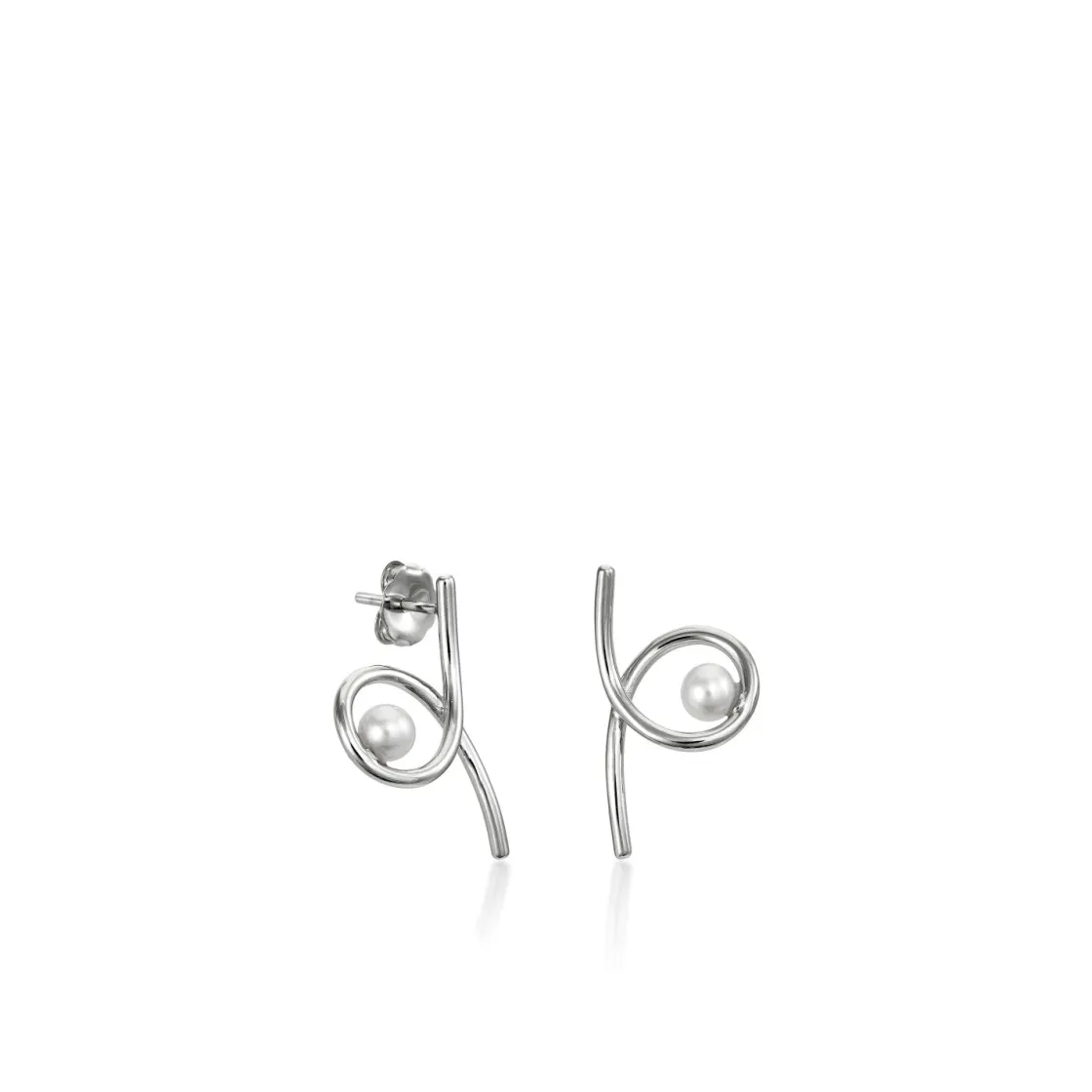 Pendientes Perlas | LINEARGENT Pendientes perlas de plata diseño tirabuzón con perla