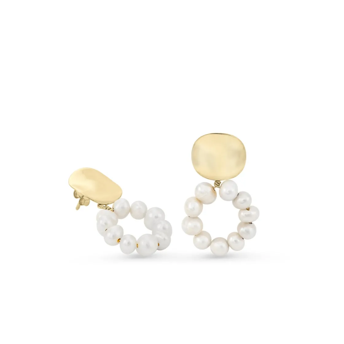 Pendientes Perlas | LINEARGENT Pendientes perlas diseño circular con botón dorado