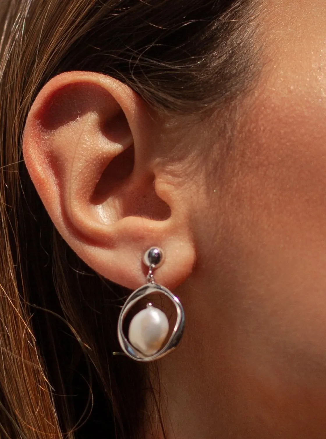 Pendientes Perlas | LINEARGENT Pendientes perlas diseño colgante desigual líquido