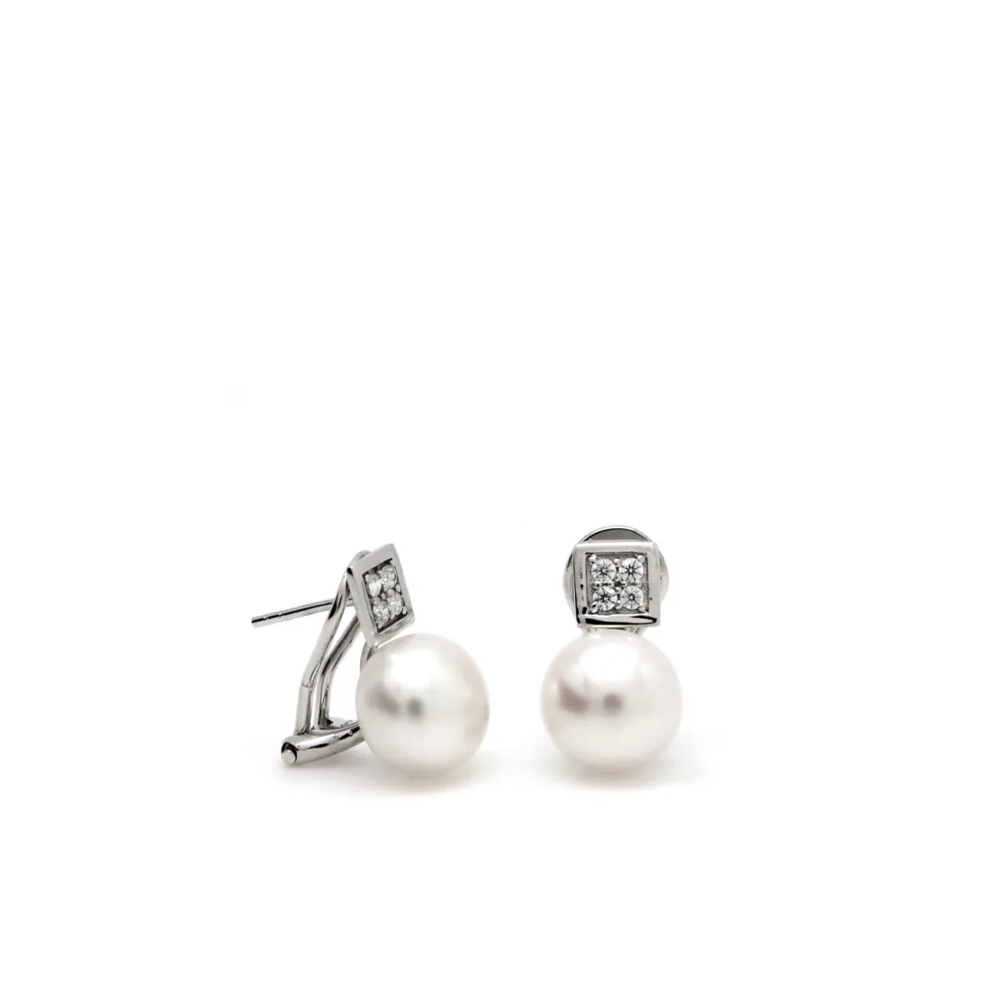 Pendientes Perlas | Pendientes Pequeños | LINEARGENT Pendientes perlas diseño cuadrado en la parte superior