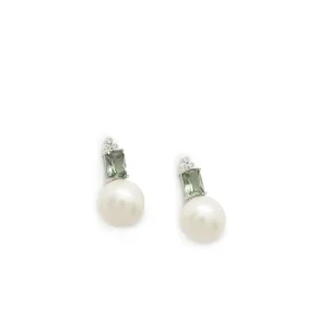 Pendientes Perlas | LINEARGENT Pendientes perlas diseño de cuarzo adamantino verde