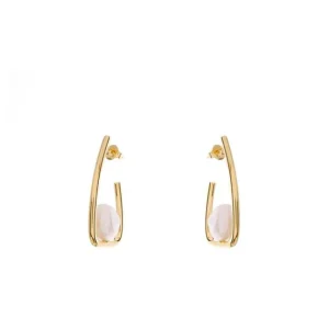 Pendientes Perlas | LINEARGENT Pendientes perlas diseño geométrico con detalle de perla