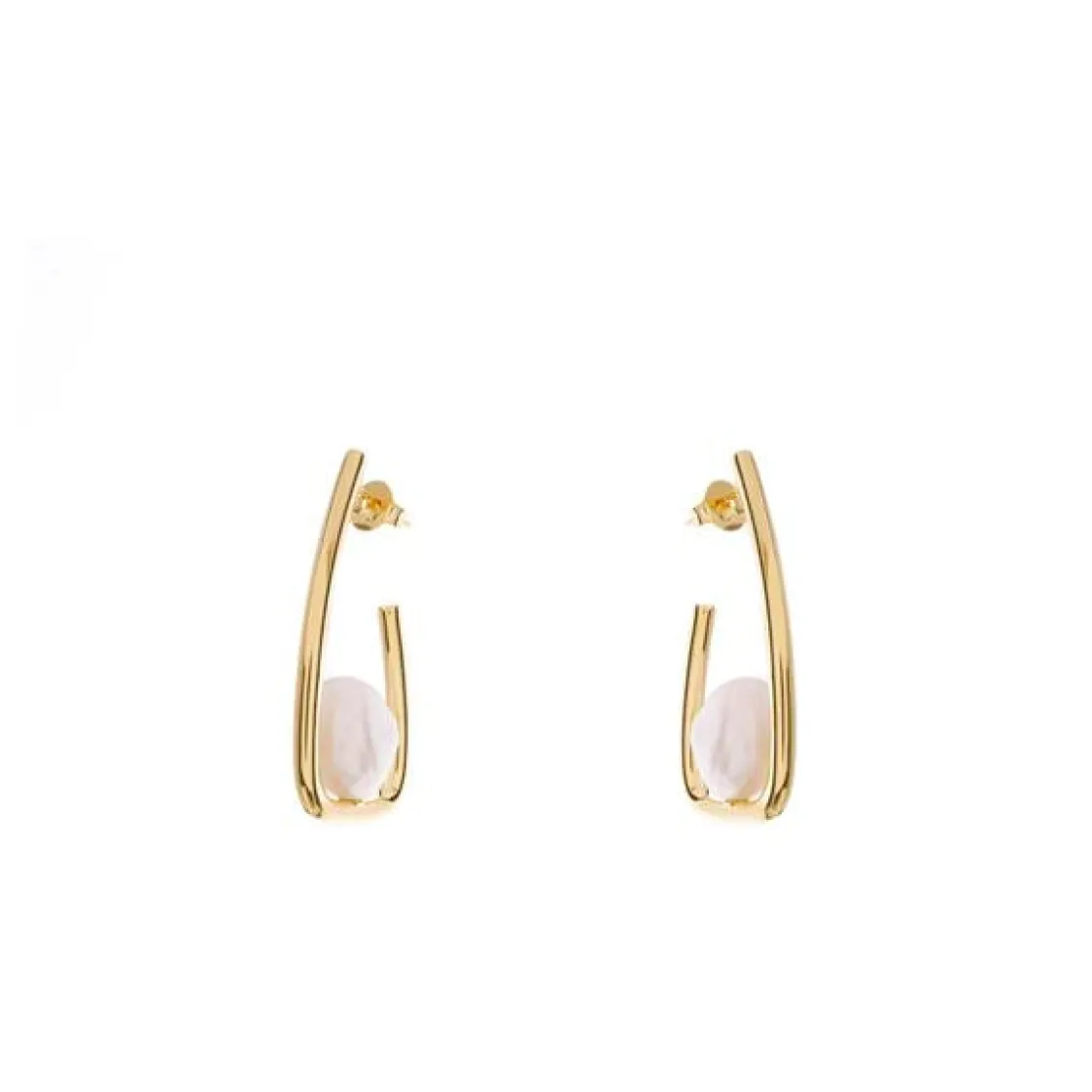 Pendientes Perlas | LINEARGENT Pendientes perlas diseño geométrico con detalle de perla