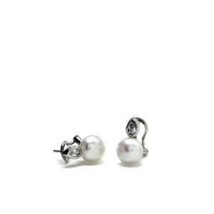 Pendientes Perlas | Pendientes Pequeños | LINEARGENT Pendientes perlas estilo tu y yo con detalle de lágrima y circonita