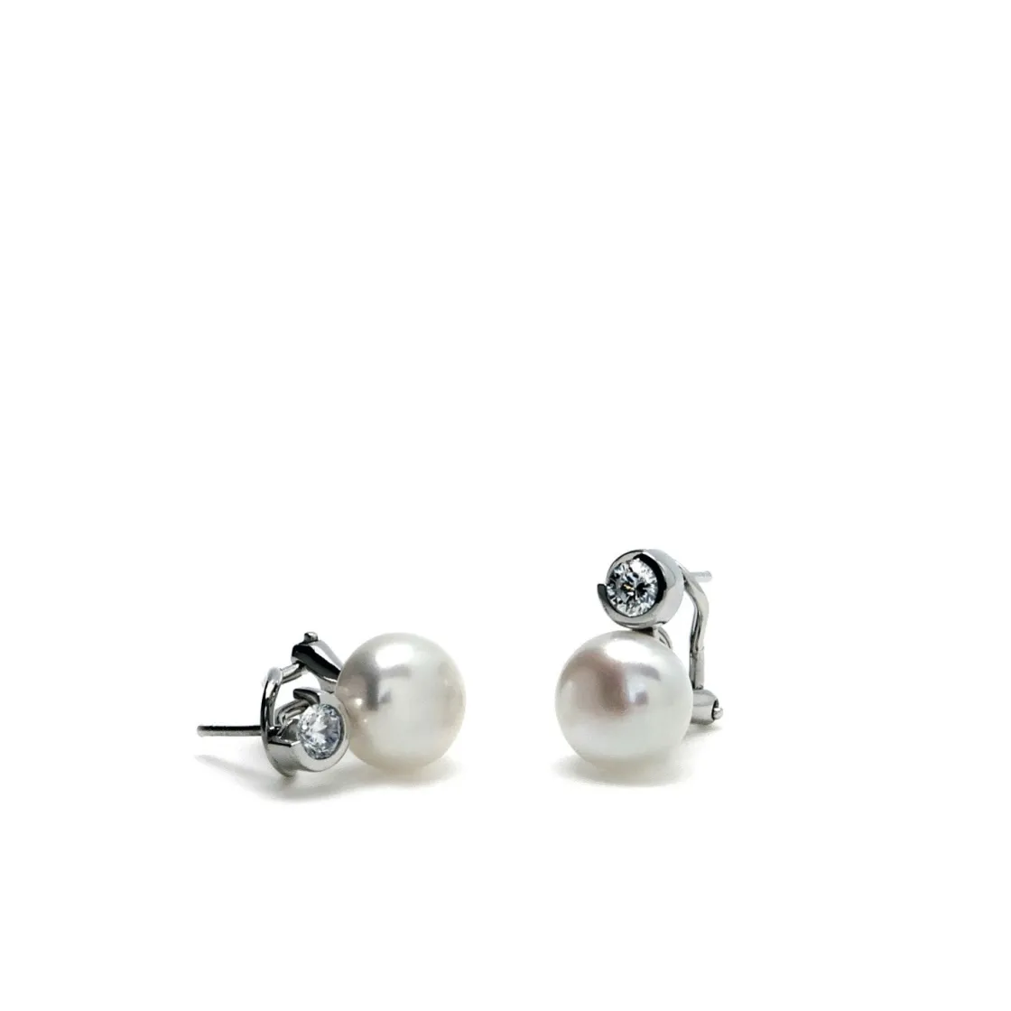 Pendientes Perlas | Pendientes Pequeños | LINEARGENT Pendientes perlas estilo tu y yo con perla y circonita talla redonda