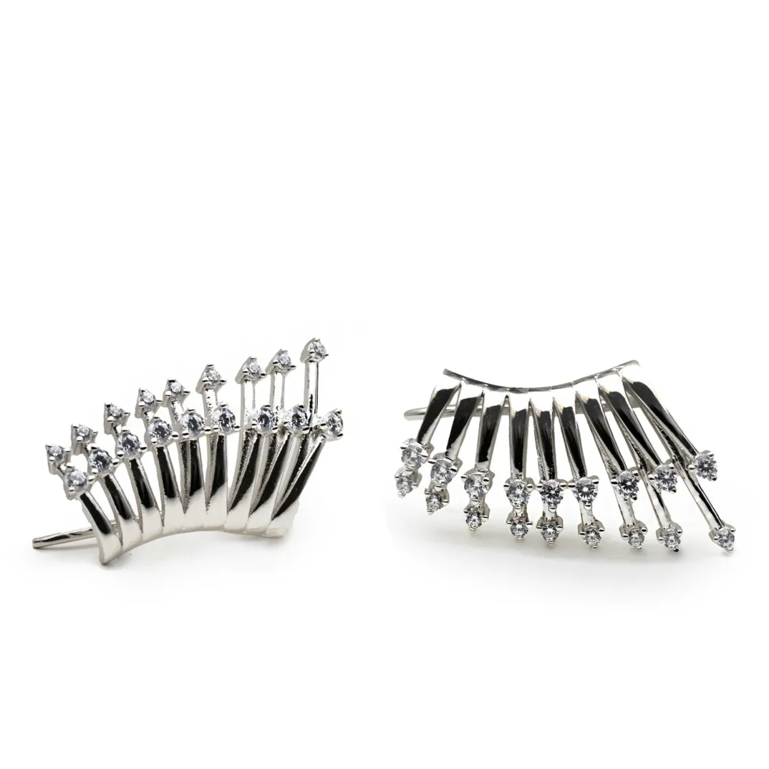 Pendientes Trepadores | LINEARGENT Pendientes trepadores con diseño cascada de plata