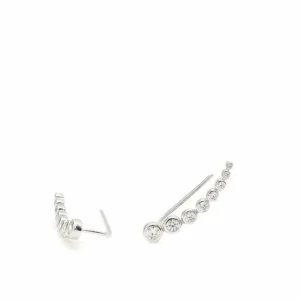Pendientes Trepadores | LINEARGENT Pendientes trepadores de plata diseño circonitas brillantes crecientes
