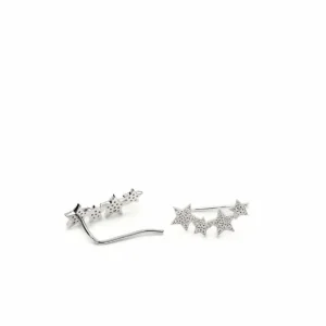 Pendientes Trepadores | LINEARGENT Pendientes trepadores de plata con motivo de estrellas con circonitas