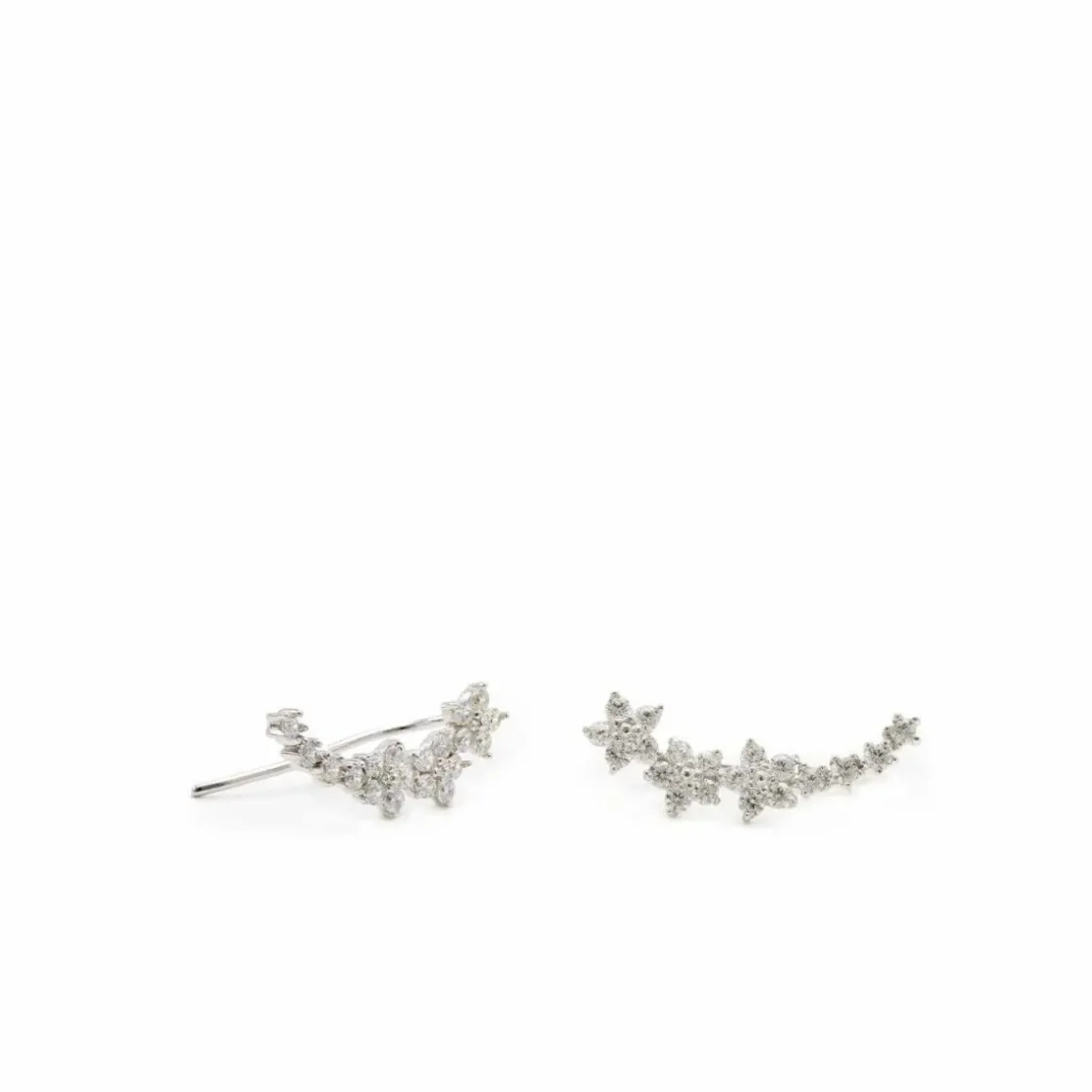Pendientes Trepadores | LINEARGENT Pendientes trepadores de plata con motivo de flor con circonitas