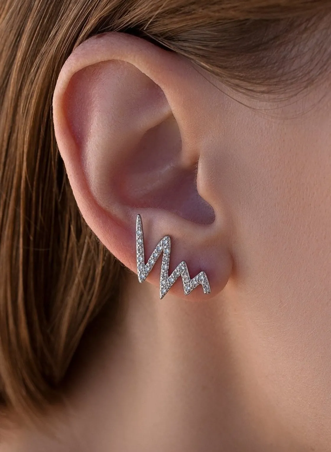 Pendientes Trepadores | LINEARGENT Pendientes trepadores de plata diseño zig zag