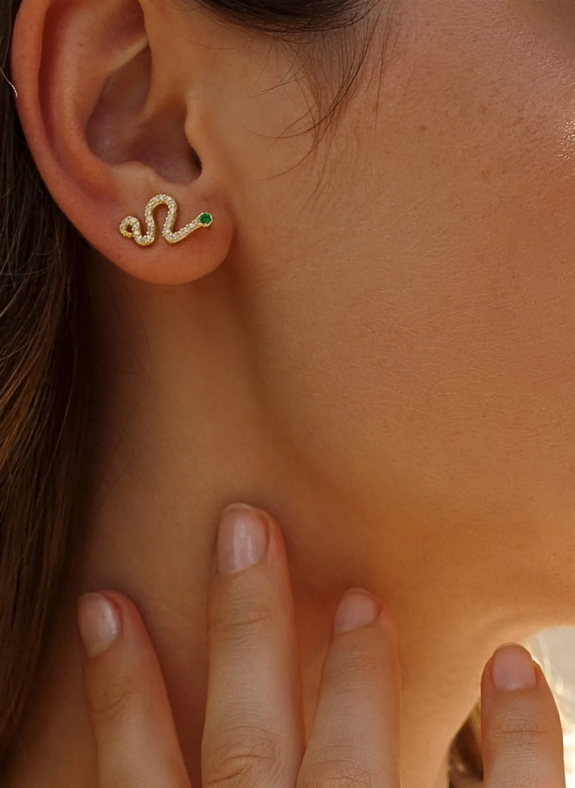 Pendientes Trepadores | LINEARGENT Pendientes trepadores de plata figura de serpiente zig zag
