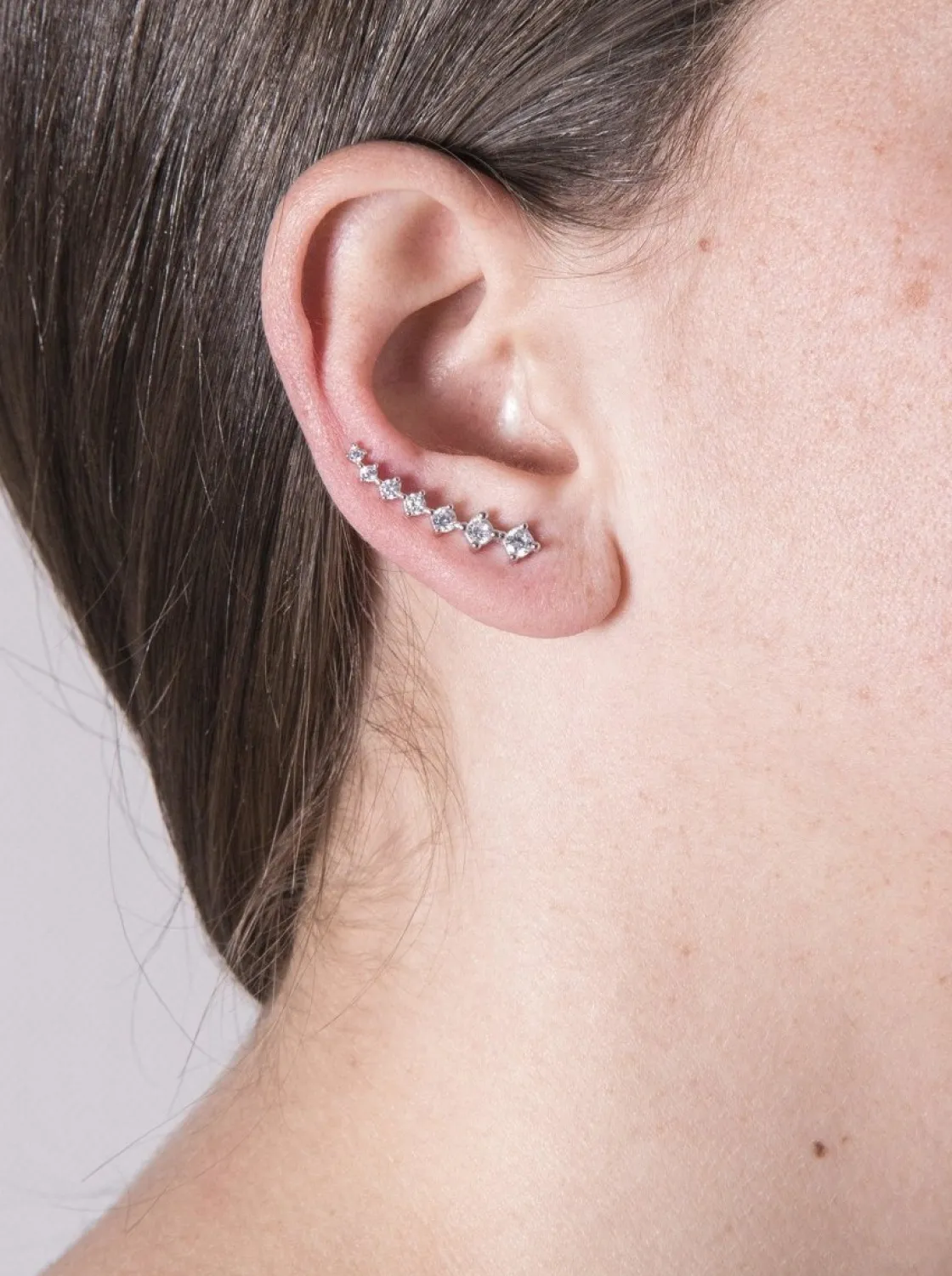 Pendientes Trepadores | LINEARGENT Pendientes trepadores de plata mujer diseño con circonitas