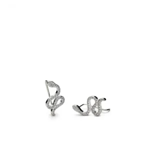 Pendientes Trepadores | LINEARGENT Pendientes trepadores de plata silueta de serpiente zig zag
