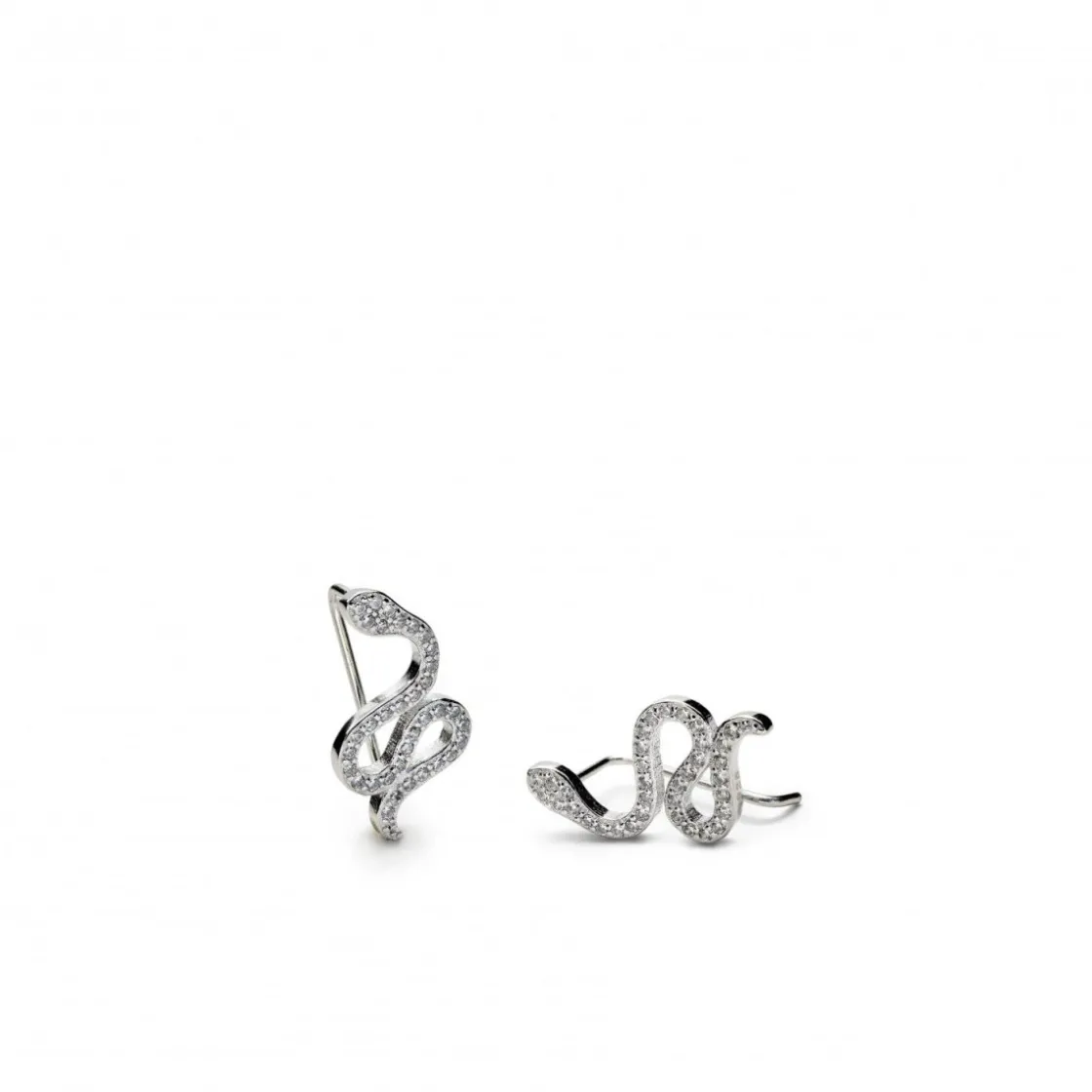 Pendientes Trepadores | LINEARGENT Pendientes trepadores de plata silueta de serpiente zig zag