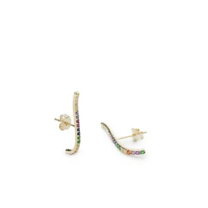 Pendientes Originales | Pendientes Trepadores | LINEARGENT Pendientes trepadores diseño carril de cuarzos adamantinos