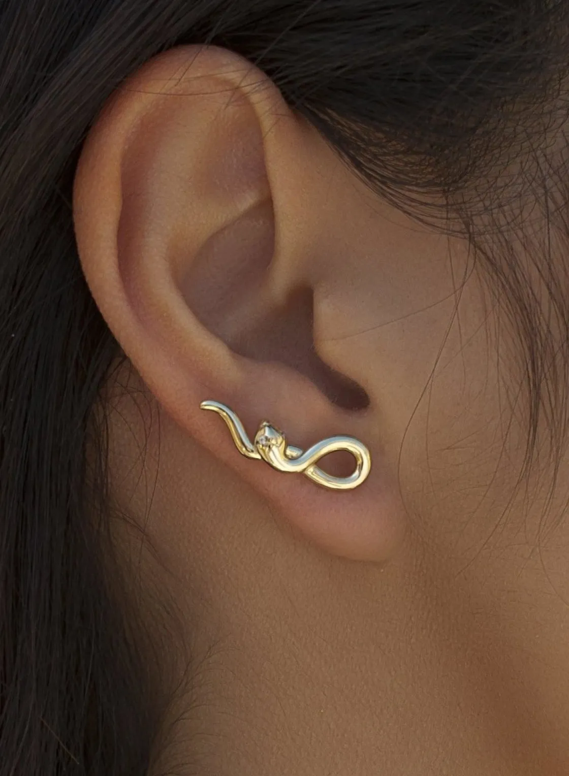 Pendientes Originales | Pendientes Trepadores | LINEARGENT Pendientes trepadores motivo serpiente bañados en oro