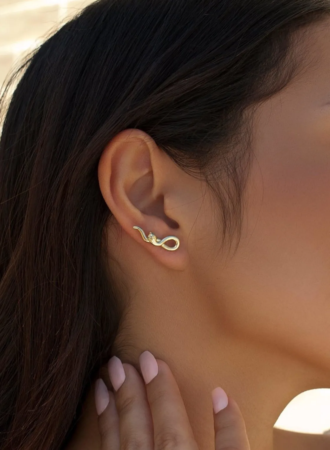 Pendientes Originales | Pendientes Trepadores | LINEARGENT Pendientes trepadores motivo serpiente bañados en oro